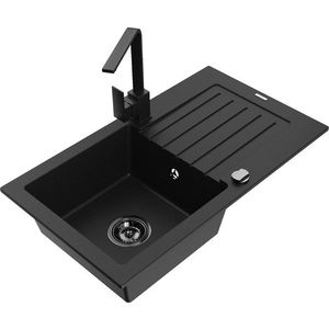 MEXEN/S MEXEN/S - Pablo granitový drez 1-miska s odkvapkávačom vrátane batérie Rita, čierny 6510-77-670300-70-B vyobraziť