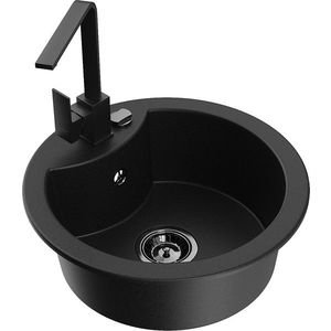 MEXEN/S MEXEN/S - Diego granitový drez 1-miska vrátane batérie Rita, čierny 6512-77-670300-70-B vyobraziť
