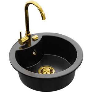 MEXEN/S MEXEN/S - Diego granitový drez 1-miska vrátane batérie Telma, čierna 6512-77-670200-50 vyobraziť