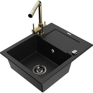 MEXEN/S MEXEN/S - Enzo granitový drez 1-miska s odkvapkávačom vrátane batérie Duero, čierna 6506-77-671600-50-B vyobraziť