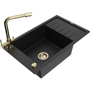 MEXEN/S MEXEN/S - Elias granitový drez 1-miska vrátane batérie Duero, čierna 6511-77-671600-50 vyobraziť