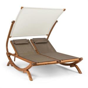 Blumfeldt Sonnendeck, dvojité lehátko, nastaviteľná strieška proti slnku, vankúše, biele vyobraziť