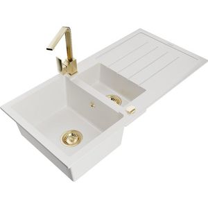 MEXEN/S MEXEN/S - Andres granitový drez s odkvapkávačom vrátane batérie Rita, biela 6515-20-670300-50 vyobraziť