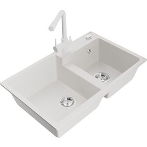 MEXEN/S MEXEN/S - Tomas granitový drez 2-bowl vrátane batérie Duero, biela 6516-20-671600-20 vyobraziť
