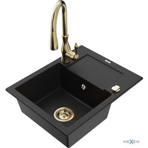 MEXEN/S MEXEN/S - Enzo granitový drez 1 s odkvapkávačom vrátane batérie Savita, čierna 6506-77-672601-50 vyobraziť