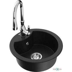 MEXEN/S MEXEN/S - Diego granitový drez 1-miska vrátane batérie Savita, čierna 6512-77-672601-00 vyobraziť