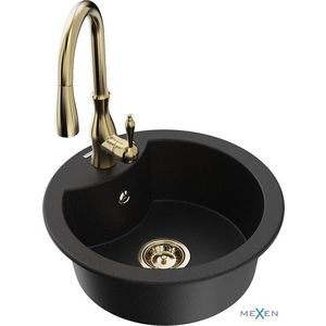 MEXEN/S MEXEN/S - Diego granitový drez 1-miska vrátane batérie Savita, čierna 6512-77-672601-50 vyobraziť