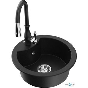 MEXEN/S MEXEN/S - Diego granitový drez 1-miska vrátane batérie Savita, čierna 6512-77-672601-70 vyobraziť