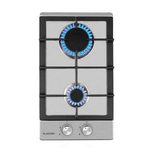 Klarstein Ignito Domino, plynová varná doska, 2 Sabaf horáky, nehrdzavejúca oceľ, strieborná vyobraziť