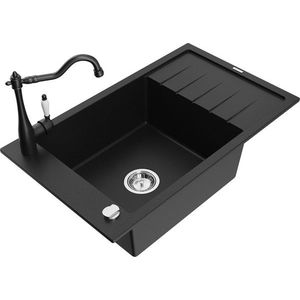 MEXEN/S MEXEN/S - Elias granitový drez 1-miska s odkvapkávačom vrátane batérie Carla, čierna 6511-77-670700-70 vyobraziť