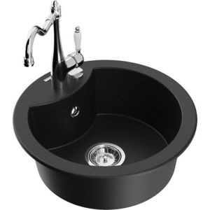 MEXEN/S MEXEN/S - Diego granitový drez 1-miska vrátane batérie Carla, čierna 6512-77-670700-00 vyobraziť