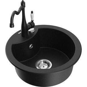 MEXEN/S MEXEN/S - Diego granitový drez 1-miska vrátane batérie Carla, čierna 6512-77-670700-70 vyobraziť