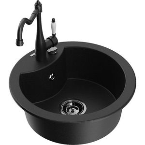 MEXEN/S MEXEN/S - Diego granitový drez 1-miska vrátane batérie Carla, čierna 6512-77-670700-70-B vyobraziť