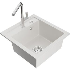 MEXEN/S MEXEN/S - Vito granitový drez 1-miska vrátane batérie Flora, biela 6503-20-670401-00 vyobraziť