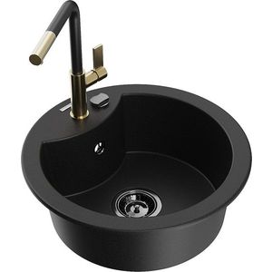 MEXEN/S MEXEN/S - Diego granitový drez 1-miska vrátane batérie Flora, čierna 6512-77-670401-57-B vyobraziť