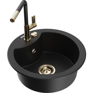 MEXEN/S MEXEN/S - Diego granitový drez 1-miska vrátane batérie Flora, čierna 6512-77-670401-57-G vyobraziť