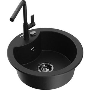 MEXEN/S MEXEN/S - Diego granitový drez 1-miska vrátane batérie Flora, čierna 6512-77-670401-70-B vyobraziť