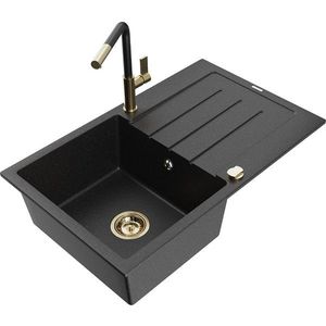 MEXEN/S MEXEN/S - Bruno granitový drez 1 s odkvapkávačom vrátane batérie Flora, čierna/strieborná metalík 6513-73-670401-57-G vyobraziť