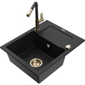 MEXEN/S MEXEN/S - Enzo granitový drez 1-miska s odkvapkávačom vrátane batérie Flora, čierna 6506-77-670401-57-G vyobraziť