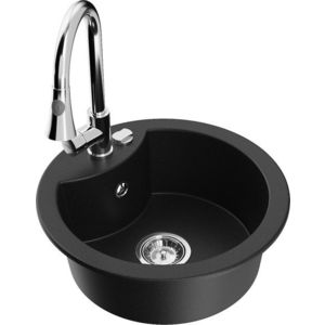 MEXEN/S MEXEN/S - Diego granitový drez 1-miska vrátane batérie Elia, čierna 6512-77-670101-00 vyobraziť