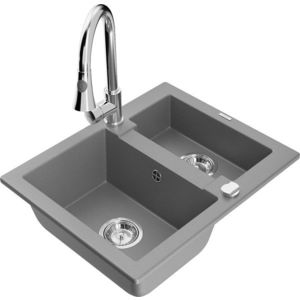 MEXEN/S MEXEN/S - Carlos granitový drez 1.5 vrátane batérie Elia, šedá 6518-71-670101-00 vyobraziť