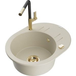 MEXEN/S MEXEN/S - Kevin granitový drez 1-miska s odkvapkávačom vrátane batérie Flora, béžová 6517-69-670401-57-G vyobraziť