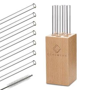 Klarstein Glaswerk Frezzeria, sklenené slamky, 7 kusov, 0, 8 x 15 cm (Ø x V), drevený držiak, kefka vyobraziť