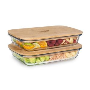 Klarstein Desiatový box s bambusovým uzáverom, 1, 6 l, 2-dielna sada, odolný voči teplu, sklo, bambus vyobraziť