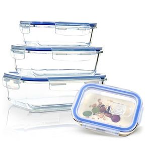 Klarstein Obdĺžnikové sklenené dózy, súprava 4 kusov, 1520 ml, 1040 ml, 640 ml, 370 ml, s vrchnákom vyobraziť