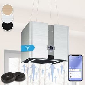 Klarstein Futurelight Smart, digestor, 42 cm, ostrovčekový, 420 m³/h, LED, nehrdzavejúca oceľ, čierny vyobraziť
