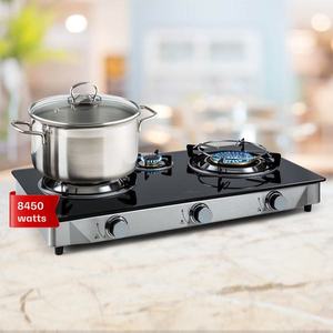 Klarstein Barzona 3, kempingový varič, 3 horáky, 3, 4 kW a 0, 75 kW a 4, 3 kW, sklenená doska, kryt z nehrdzavejúcej ocele vyobraziť