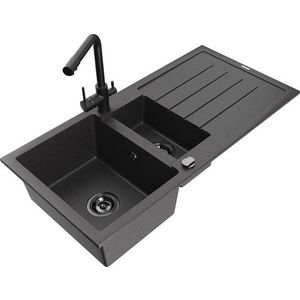 MEXEN/S MEXEN/S - Andres granitový drez s odkvapkávačom vrátane batérie Duero, čierna nakrápiany 6515-76-671600-70-B vyobraziť
