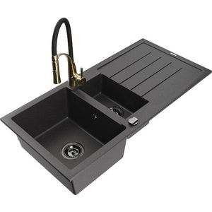 MEXEN/S MEXEN/S - Andres granitový drez s odkvapkávačom vrátane batérie Aster, čierna nakrápiany 6515-76-73450-57-B vyobraziť