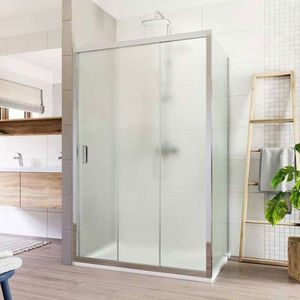 Mereo Sprchovací kút, Lima, obdĺžnik, trojdielne, zasúvací, 100x90 cm, chróm ALU, sklo Point CK87642K vyobraziť