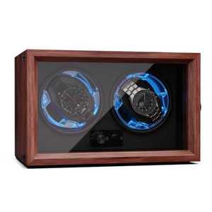 Klarstein Brienz 2, naťahovač hodiniek, 2 hodinky, 4 režimy, drevený vzhľad, modré vnútorné osvetlenie vyobraziť