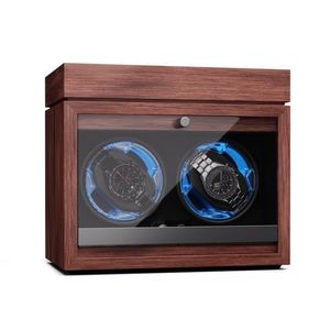 Klarstein Brienz 2, naťahovač hodiniek, 2 hodinky, 4 režimy, drevený vzhľad, modré vnútorné osvetlenie, priehradka na šperky vyobraziť