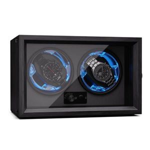 Klarstein Brienz 2, naťahovač hodiniek, 2 hodinky, 4 režimy, drevený vzhľad, modré vnútorné osvetlenie vyobraziť