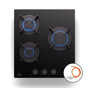 Klarstein Goldflame Domino, plynová varná doska, 3 mosadzné horáky, nehrdzavejúca oceľ vyobraziť