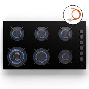 Klarstein Goldflame 6, plynová varná doska, sebestačná, 6 horákov, bočné ovládanie, plyn/propán, sklokeramika, čierna vyobraziť
