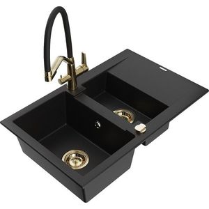 MEXEN/S MEXEN/S - Gaspar granitový drez 1.5 s odkvapkávačom vrátane batérie Duo, čierna 6507-77-671701-57-G vyobraziť