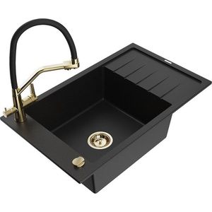 MEXEN/S MEXEN/S - Elias granitový drez s odkvapkávačom vrátane batérie Duo, čierna 6511-77-671701-57-G vyobraziť