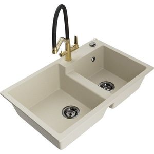 MEXEN/S MEXEN/S - Tomas granitový drez 2-bowly vrátane batérie Duo, béžová 6516-69-671701-57-B vyobraziť