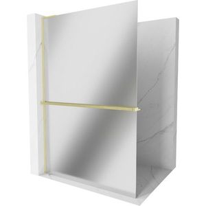 MEXEN/S - Kioto+ L Sprchová zástena WALK-IN s poličkou a držiakom uterákov 120 x 200, zrkadlové, zlatá kartáčovaná 800-120-123-55-50 vyobraziť