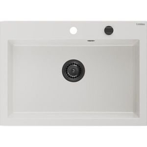 MEXEN/S MEXEN/S - Elix granitový drez 1-miska 700 x 500 mm, biela, sifón čierna 6526701005-20-B vyobraziť