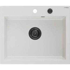 MEXEN/S MEXEN/S - Elix granitový drez 1-miska 600 x 500 mm, biela, sifón čierna 6525601005-20-B vyobraziť