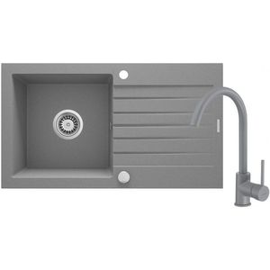 DEANTE DEANTE - Zorba šedá metalic - Granitový drez vrátane batérie, 1 - bowl s odkvapkávačom ZQZBS113 vyobraziť