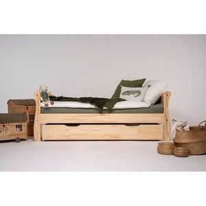 Detská posteľ z borovicového dreva s výsuvným lôžkom s úložným priestorom s roštom 90x160 cm v prírodnej farbe Roma – Adeko vyobraziť