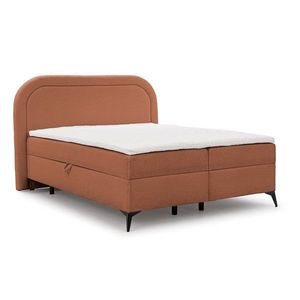 Oranžová boxspring posteľ s úložným priestorom 160x200 cm Ornes – Ropez vyobraziť