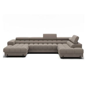 Svetlohnedá zamatová rozkladacia rohová pohovka (pravý roh/do tvaru "U") Feraria – ELTAP vyobraziť