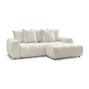 Biela ženilková rozkladacia/s úložným priestorom rohová pohovka (pravý roh/s leňoškou) Roxelane – Bobochic Paris vyobraziť